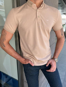 Giovanni Mannelli Slim Fit Beige Polo Tees