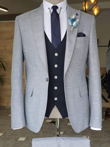 Boston Gray Slim Fit Peak Lapel Suit-baagr.myshopify.com-suit-BOJONI