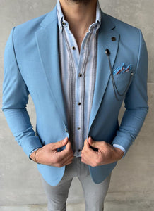 Bojoni Fremont Sky Blue Slim Fit  Blazer