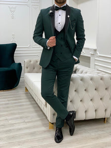 Partoni Royal Green Slim Fit Tuxedo-baagr.myshopify.com-1-BOJONI