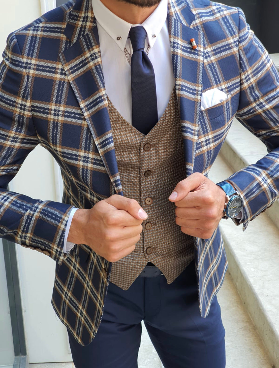 Bellingham Indigo Slim Fit Plaid Check Suit-baagr.myshopify.com-suit-BOJONI