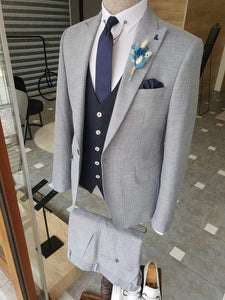 Boston Gray Slim Fit Peak Lapel Suit-baagr.myshopify.com-suit-BOJONI