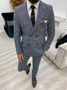 Rosario Blue Slim Fit Double Breasted Plaid Suit-baagr.myshopify.com-1-BOJONI