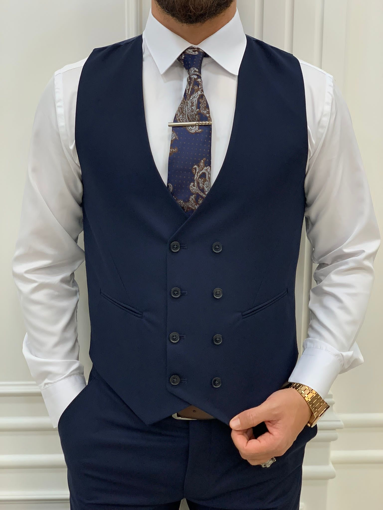 Bojoni Monte Navy Blue  Slim Fit Suit