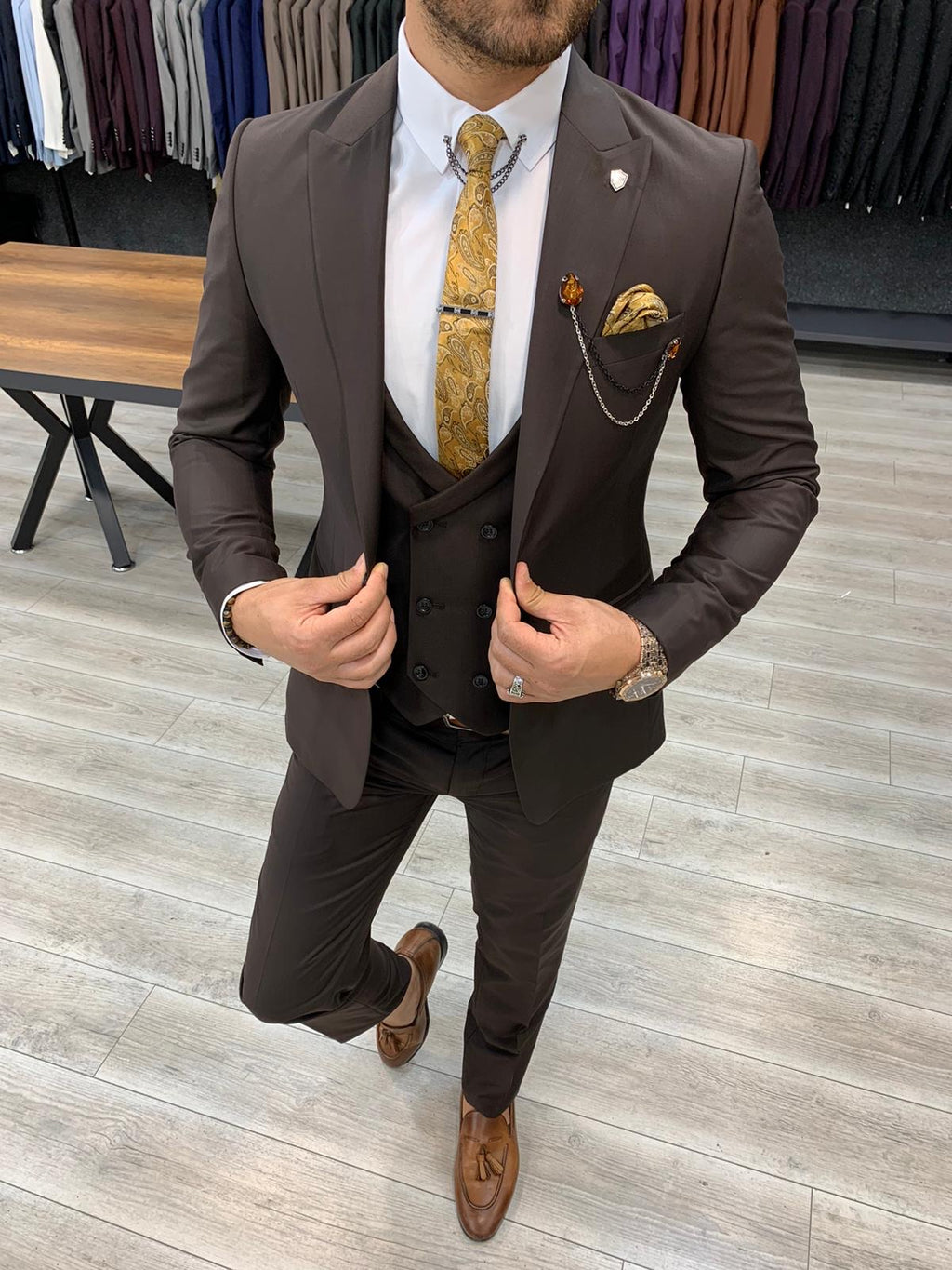 Verona Brown Slim Fit Wool Suit-baagr.myshopify.com-1-BOJONI