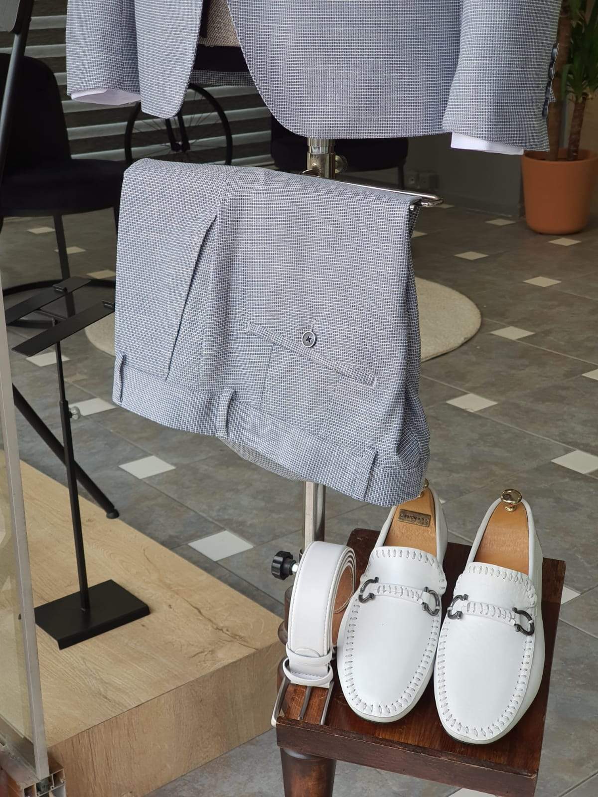Boston Gray Slim Fit Peak Lapel Suit-baagr.myshopify.com-suit-BOJONI