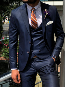 Baha  Slim-Fit Patterned Suit Vest Navy Blue-baagr.myshopify.com-suit-BOJONI