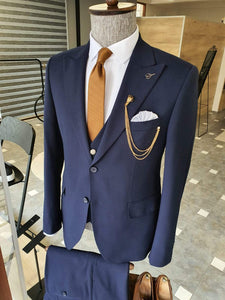 Boston Navy Blue Slim Fit Cotton Suit-baagr.myshopify.com-suit-BOJONI