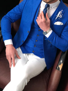 Fendis Slim-Fit Cotton Suit Vest Blue-baagr.myshopify.com-suit-BOJONI