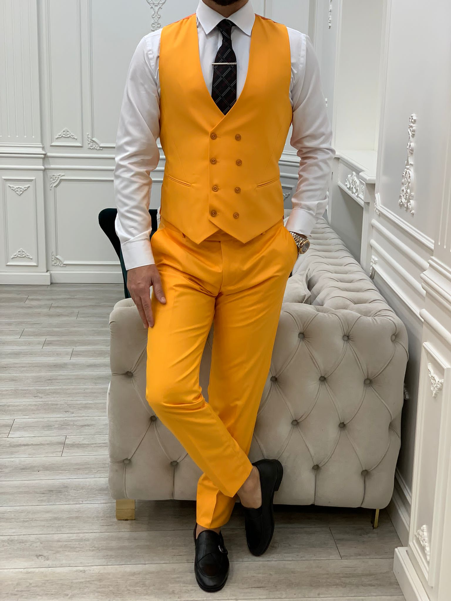 Bojoni Monte Yellow  Slim Fit Suit