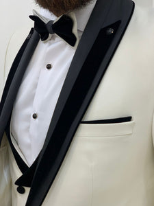 Fettachi White Slim Fit Velvet Peak Lapel Tuxedo-baagr.myshopify.com-1-BOJONI