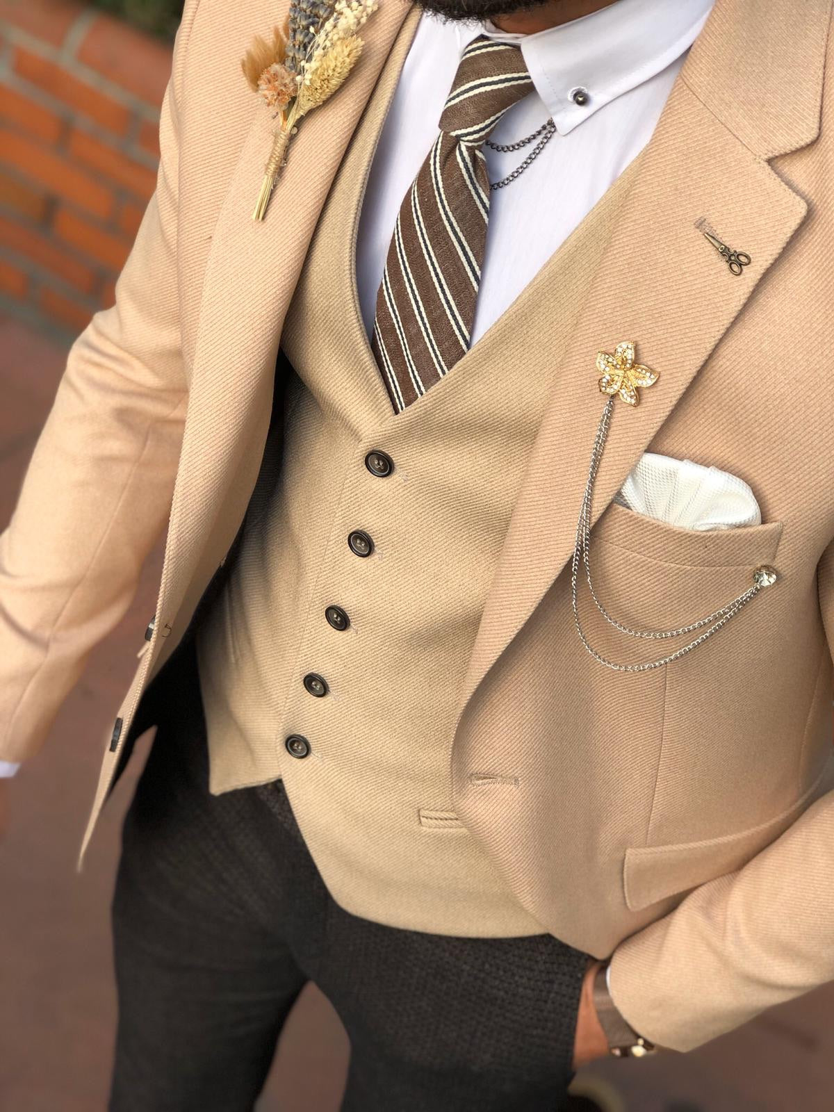 Multi Slim-Fit Suit Vest Beige-baagr.myshopify.com-suit-BOJONI