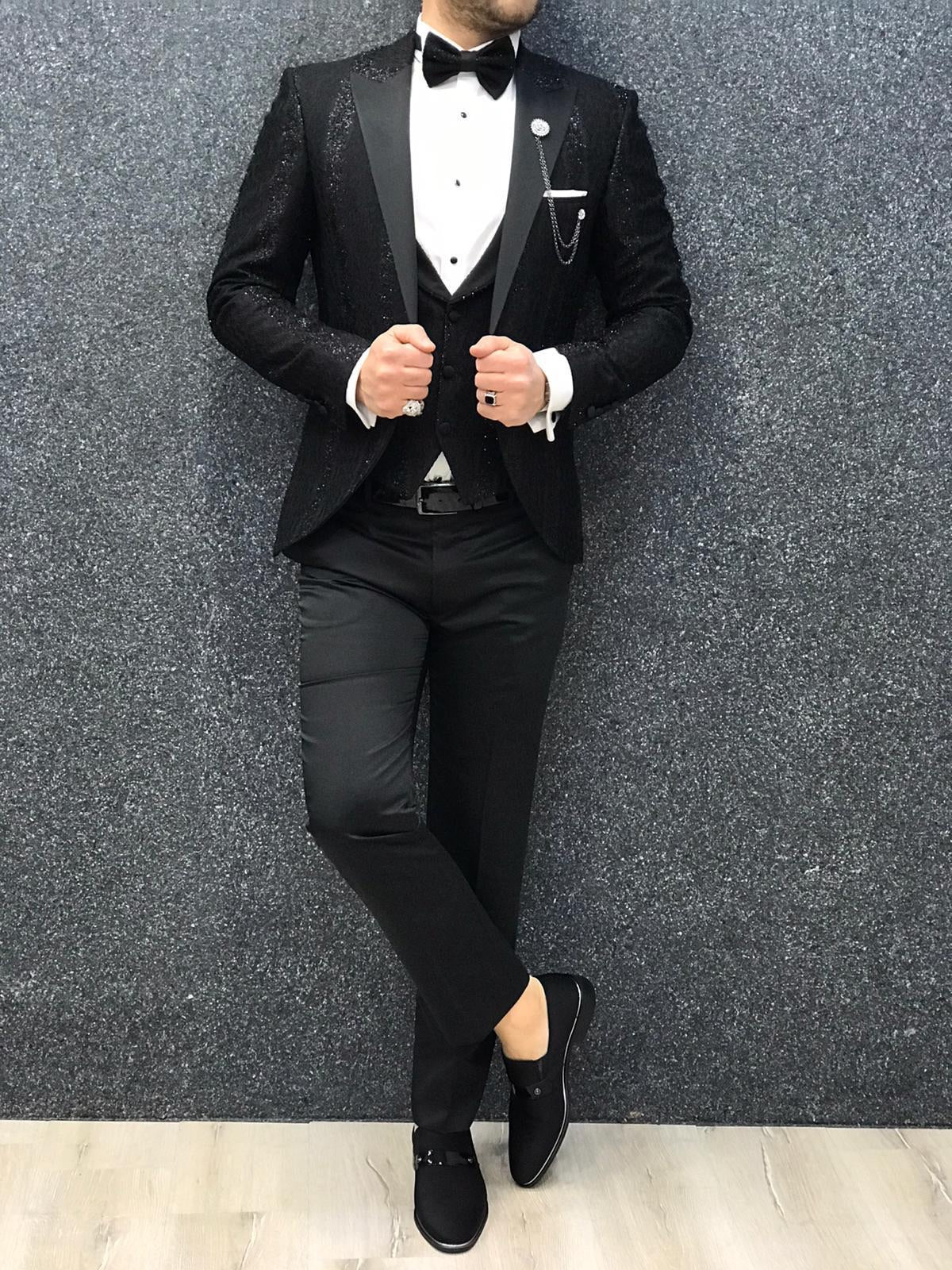 Napoli Black Slim Fit Diamond Tuxedo-baagr.myshopify.com-1-BOJONI