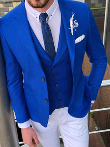 Fendis Slim-Fit Cotton Suit Vest Blue-baagr.myshopify.com-suit-BOJONI