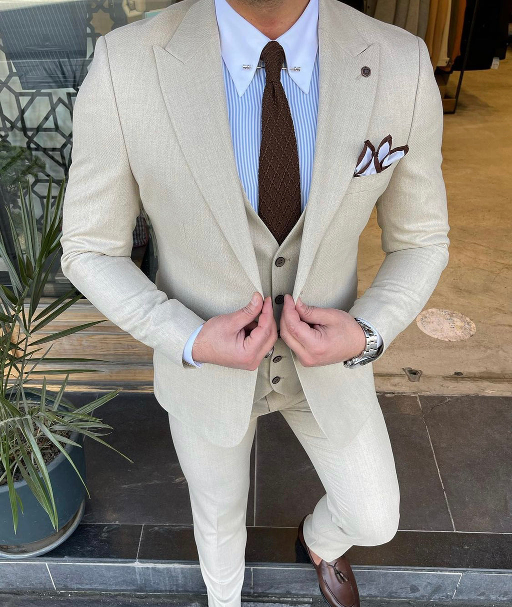 Vince Beige Slim Fit  Suit-baagr.myshopify.com-1-BOJONI