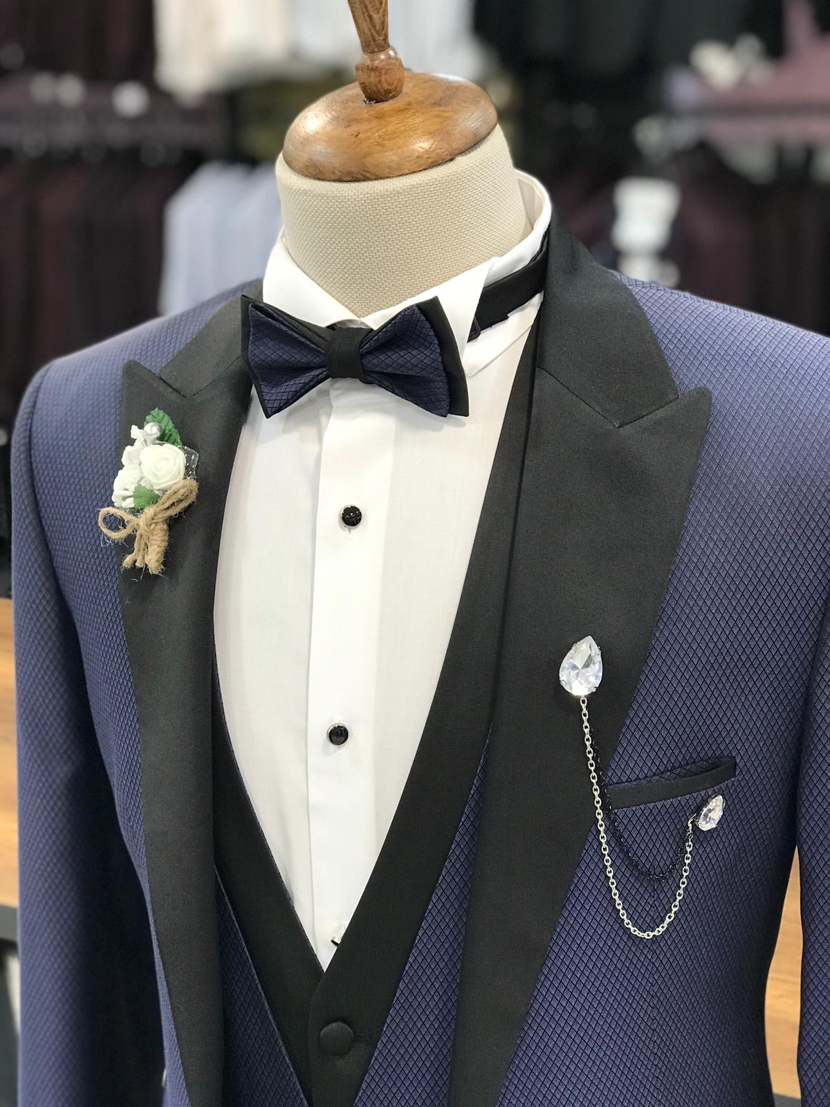 Trivio Navy Blue  Slim Fit Tuxedo-baagr.myshopify.com-1-BOJONI