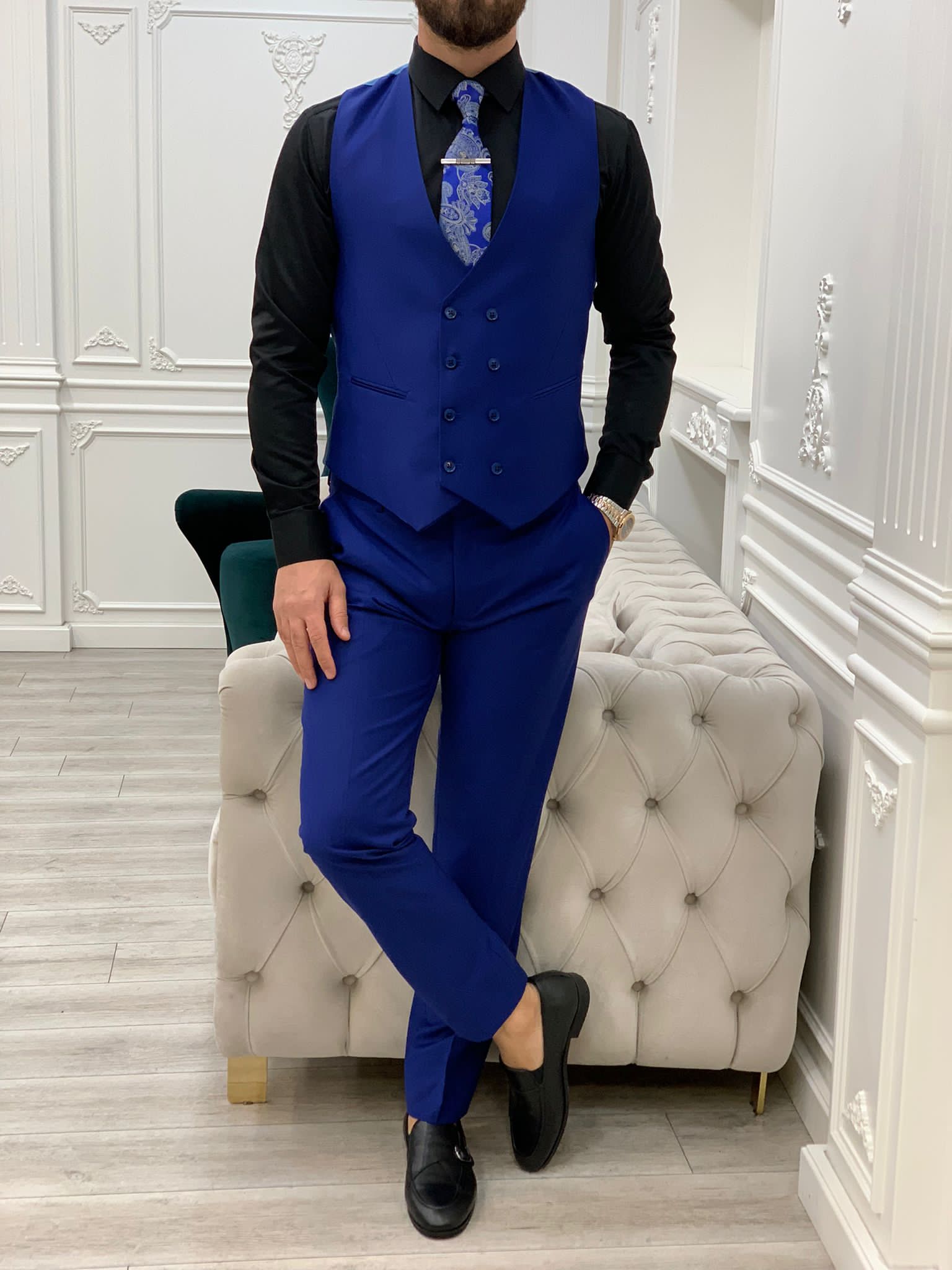 Bojoni Monte Sax Blue Slim Fit Suit