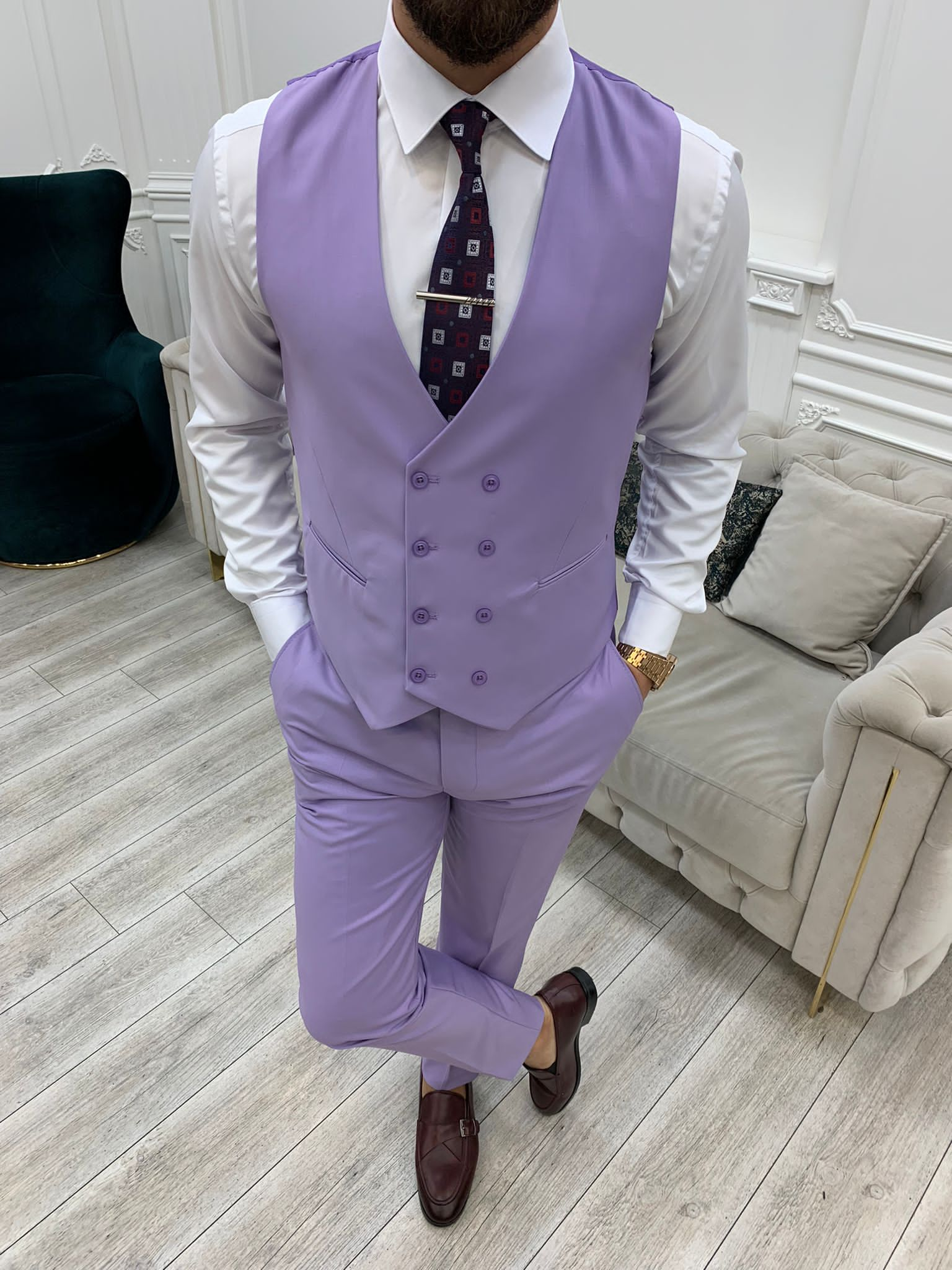 Bojoni Monte Purple  Slim Fit Suit