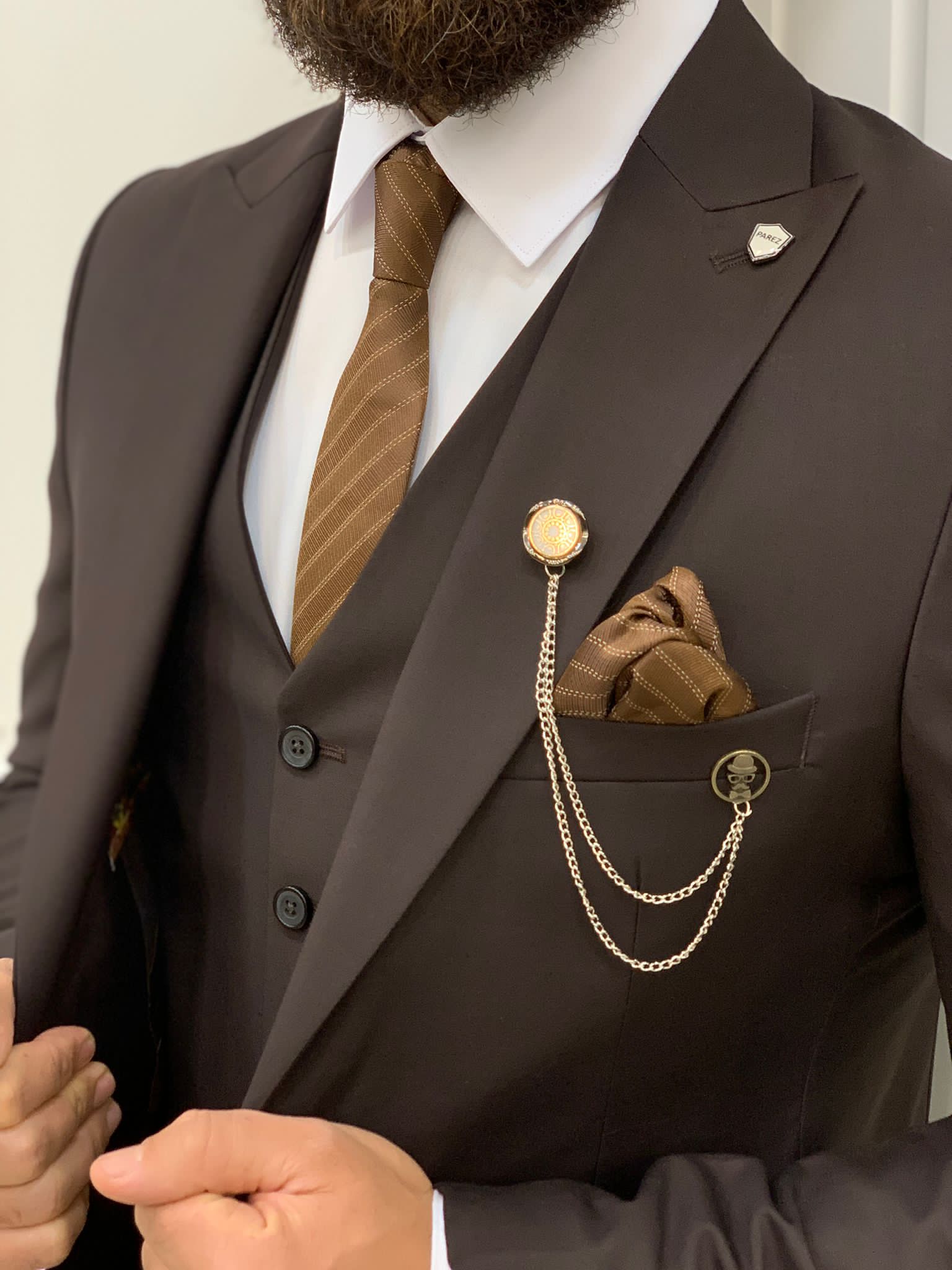Vince Coffee Slim Fit Peak Lapel Suit-baagr.myshopify.com-1-BOJONI