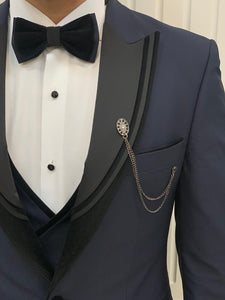 Bojoni Tishko Navy Velvet Slim Fit Tuxedo