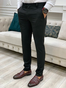 Serra Black Slim Fit Pants-baagr.myshopify.com-Pants-BOJONI