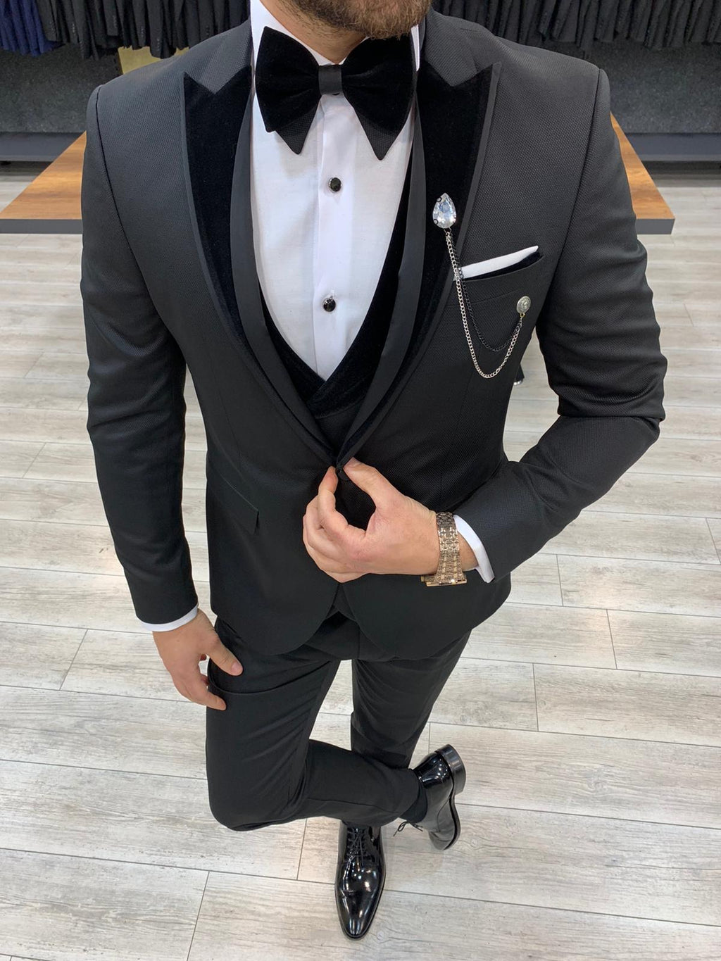 Catani Velvet Black Slim Fit Tuxedo #5-baagr.myshopify.com-1-BOJONI