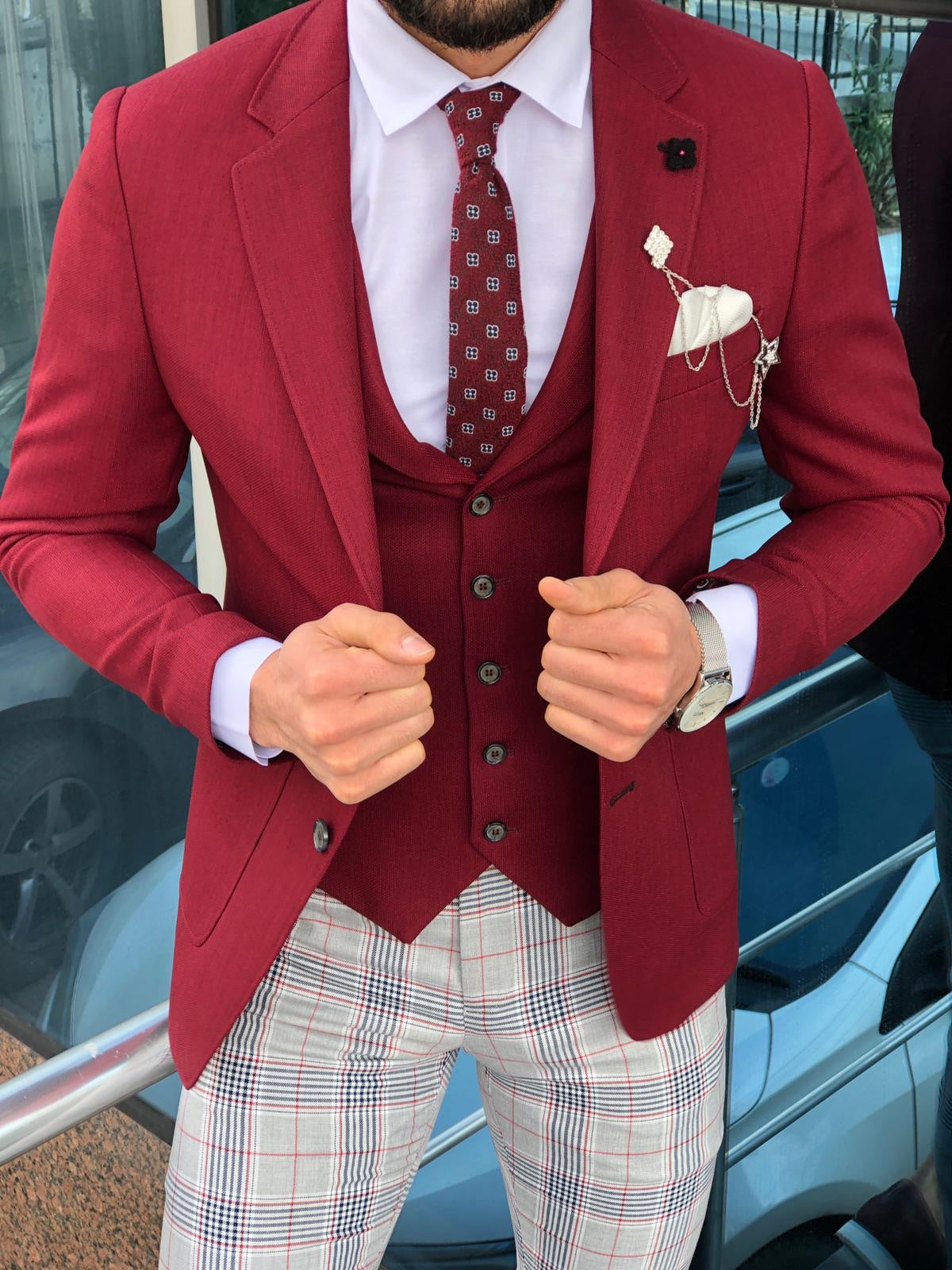 Slim-Fit Suit Vest Claret red-baagr.myshopify.com-suit-BOJONI