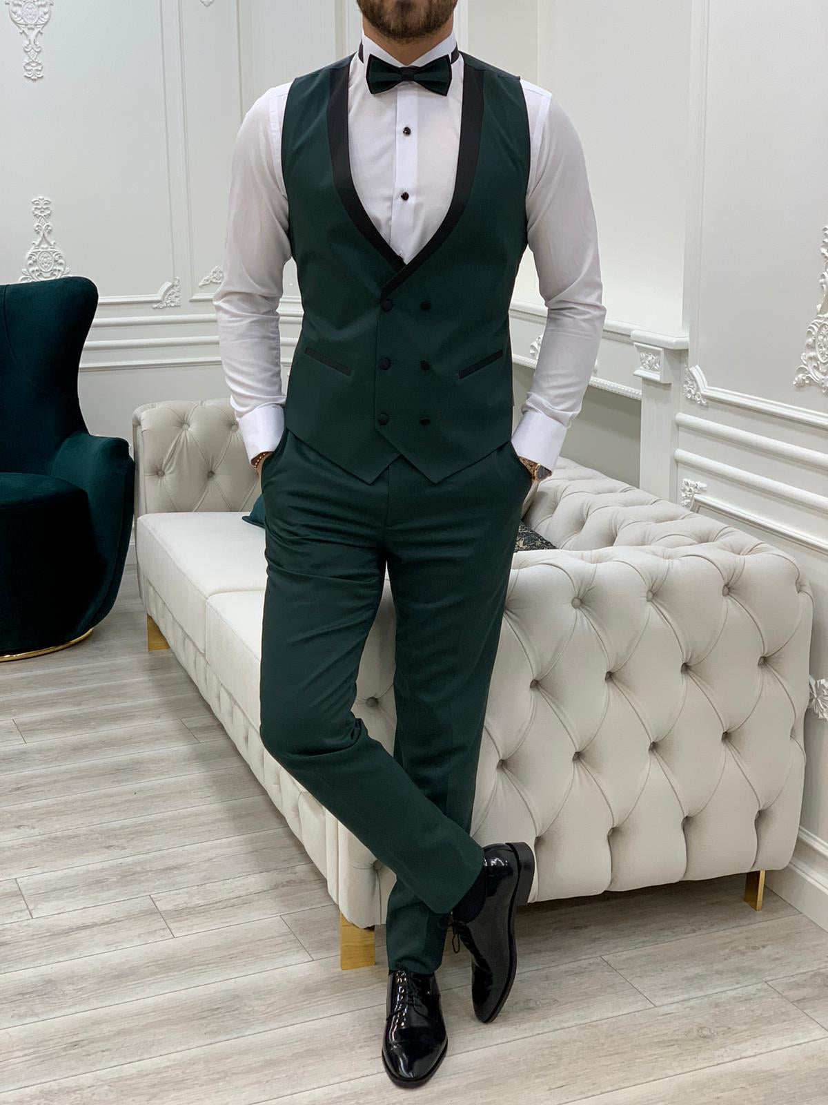 Partoni Royal Green Slim Fit Tuxedo-baagr.myshopify.com-1-BOJONI