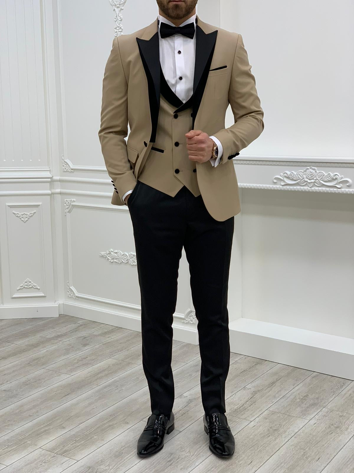 Partoni Royal Gold Slim Fit Tuxedo-baagr.myshopify.com-1-BOJONI