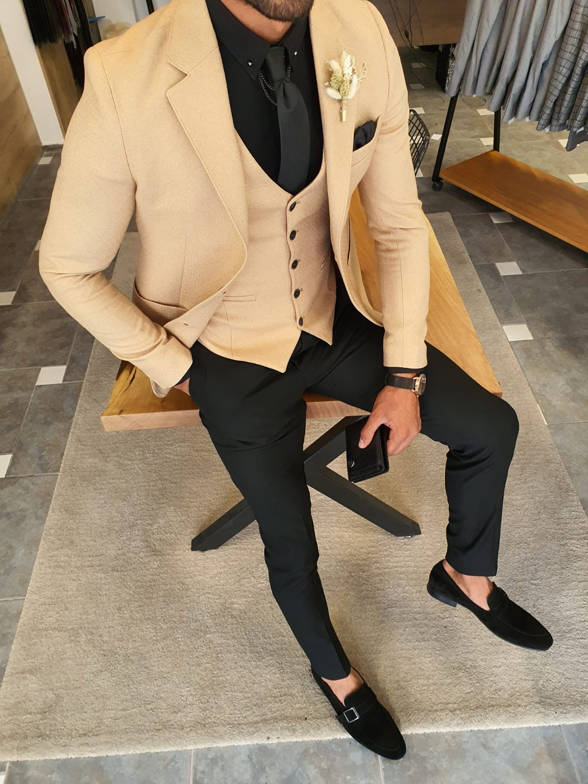 Forenzax  Beige Slim Fit Suit-baagr.myshopify.com-suit-BOJONI