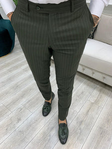 Furino Khaki Slim Fit Double Breasted Pinstripe Suit-baagr.myshopify.com-1-BOJONI