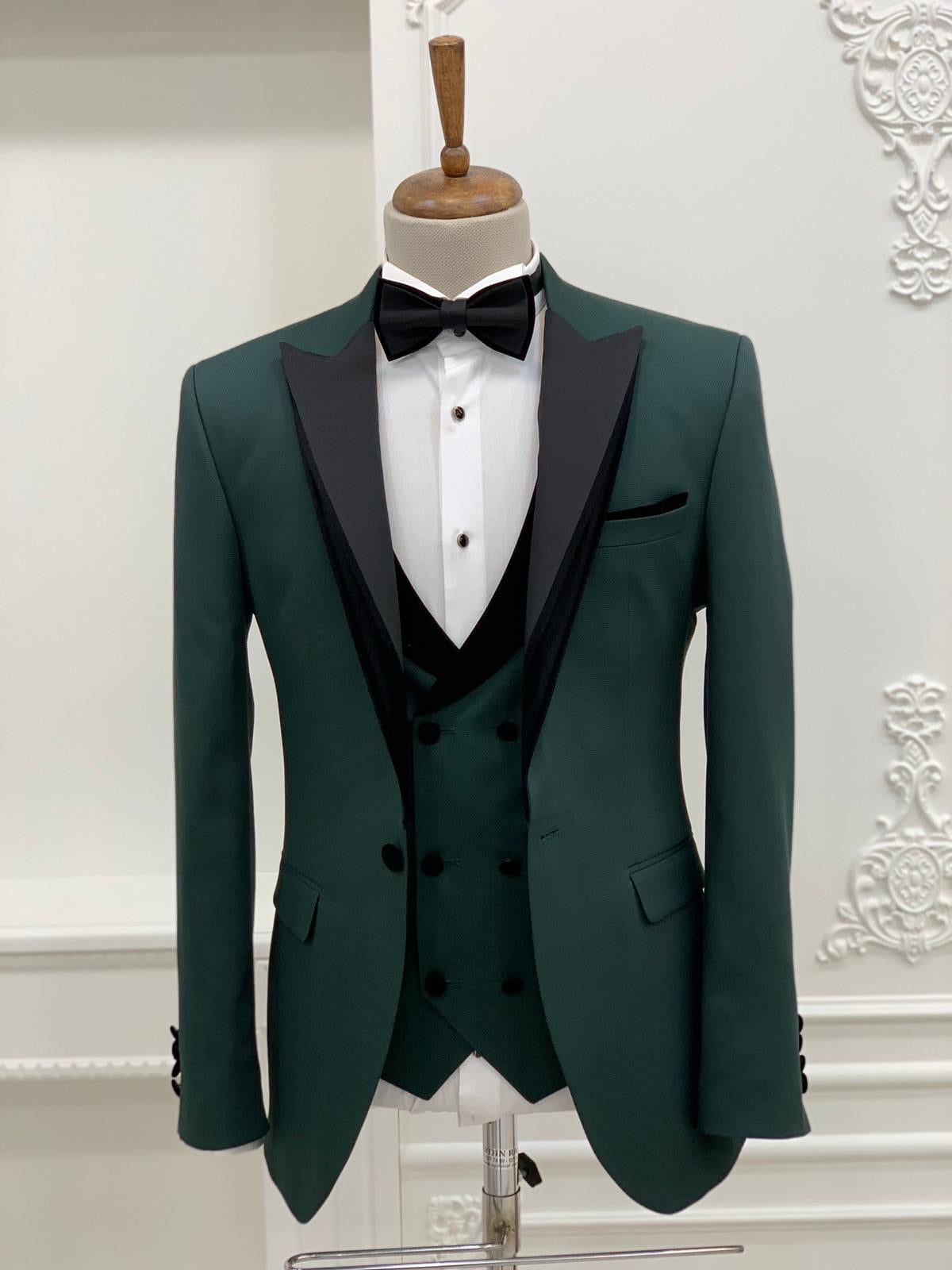 Partoni Royal Green Slim Fit Tuxedo-baagr.myshopify.com-1-BOJONI