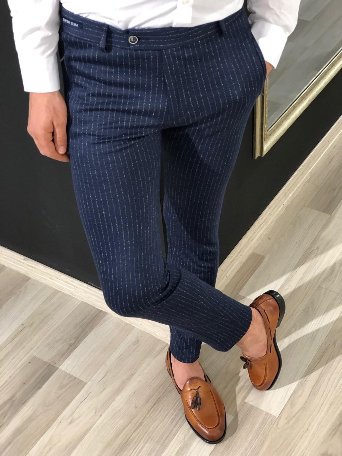 Slim-fit Striped Fabric Pants (2 Colors)-baagr.myshopify.com-Pants-BOJONI