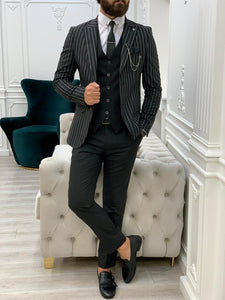 Lambrusco Black  Slim Fit Peak Lapel Striped Suit-baagr.myshopify.com-1-BOJONI