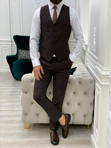 Vince Coffee Slim Fit Peak Lapel Suit-baagr.myshopify.com-1-BOJONI