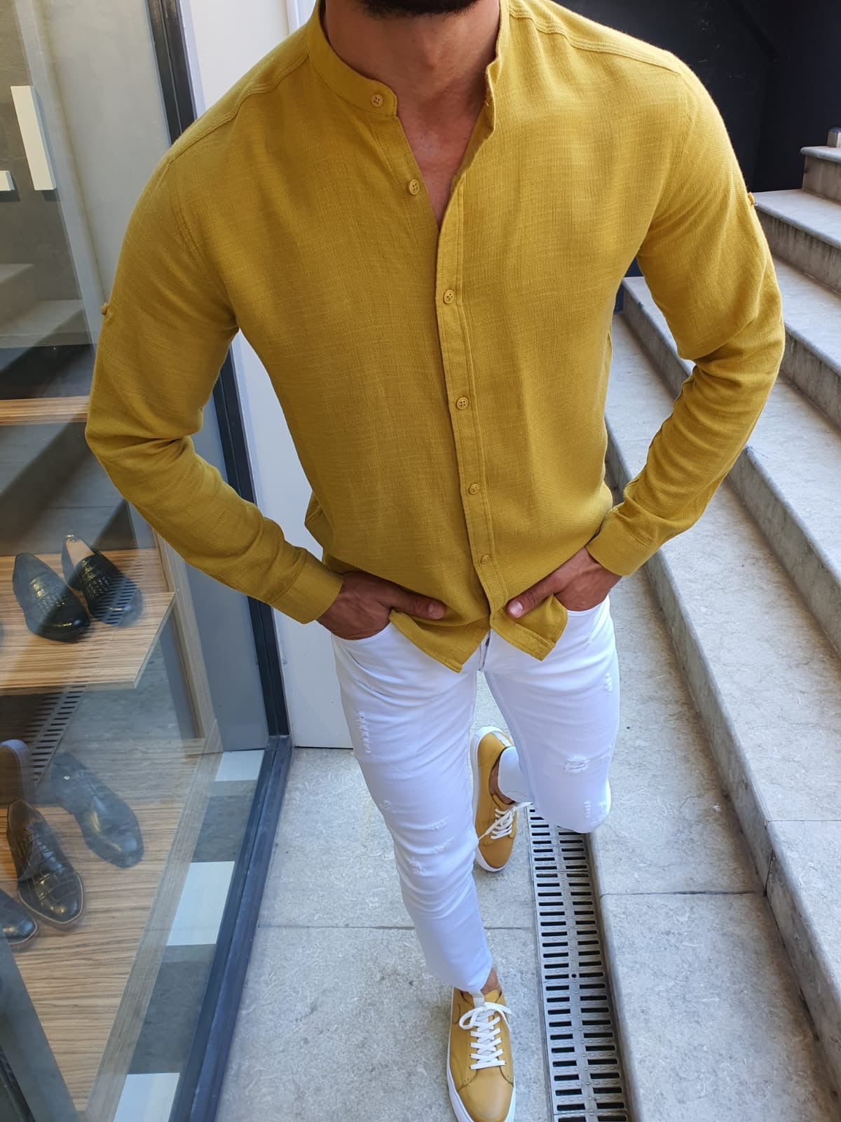 Madison Yellow Slim Fit Cotton Shirt-baagr.myshopify.com-Shirt-BOJONI