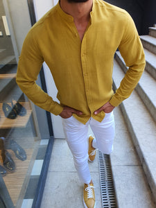 Madison Yellow Slim Fit Cotton Shirt-baagr.myshopify.com-Shirt-BOJONI
