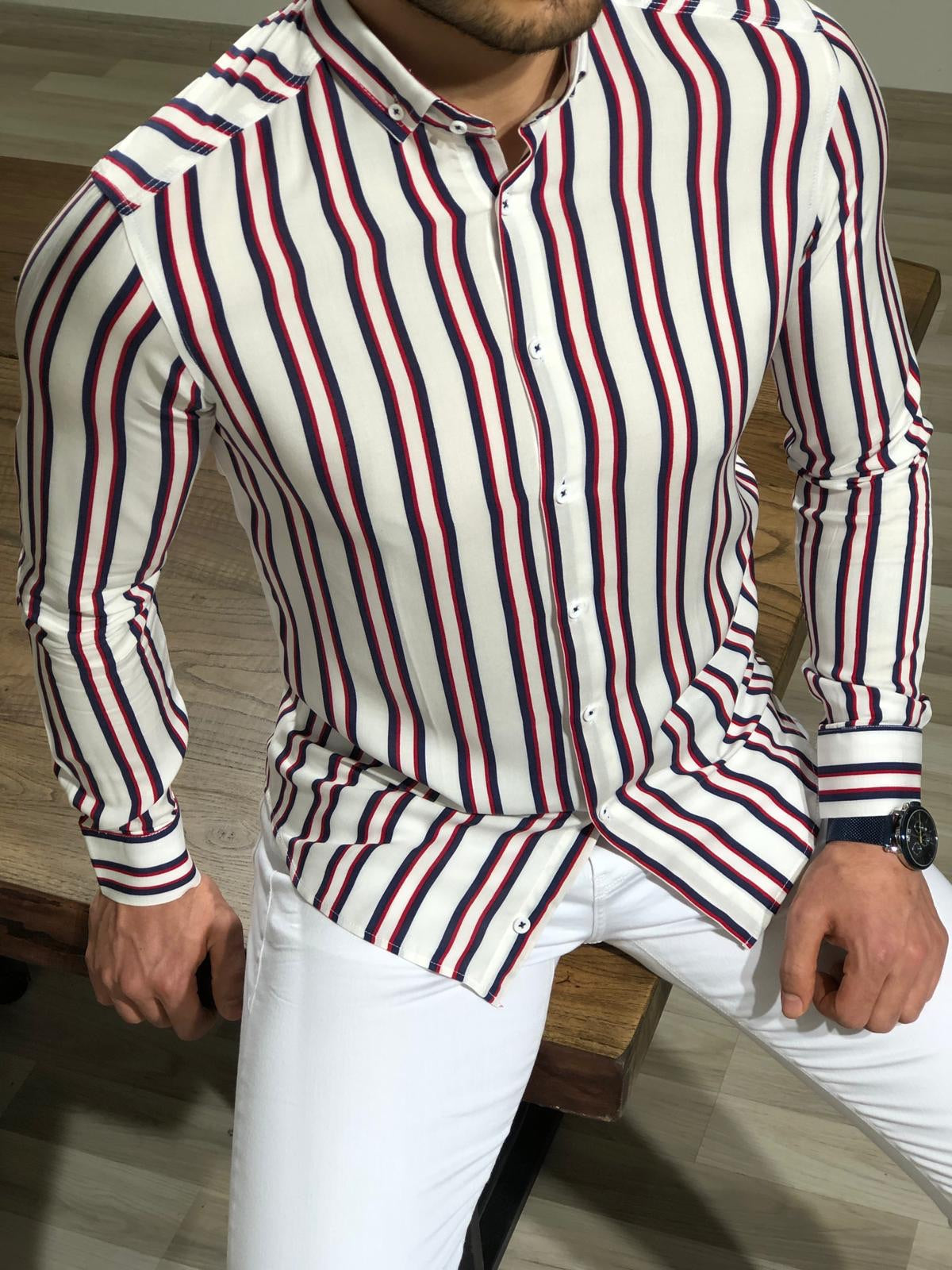 Benso Slim-Fit Striped Shirt (4 Colors)-baagr.myshopify.com-Shirt-BOJONI