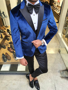 Nocelli Indigo Slim Fit Peak Lapel Velvet Tuxedo-baagr.myshopify.com-suit-BOJONI