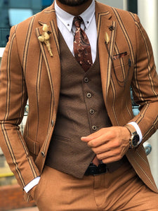 Slim-Fit Striped Suit Vest Camel-baagr.myshopify.com-suit-BOJONI