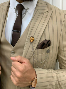 Lambrusco Cream Slim Fit Peak Lapel Striped Suit-baagr.myshopify.com-1-BOJONI