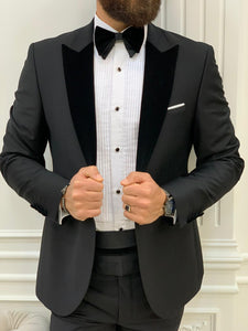 Valencia Black Velvet Slim Fit Tuxedo-baagr.myshopify.com-1-BOJONI