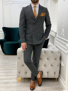 Furino Gray Slim Fit Double Breasted Pinstripe Suit-baagr.myshopify.com-1-BOJONI