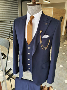Boston Navy Blue Slim Fit Cotton Suit-baagr.myshopify.com-suit-BOJONI