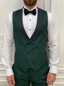 Bojoni Valencia Green Shawl Collar Slim Fit Tuxedo