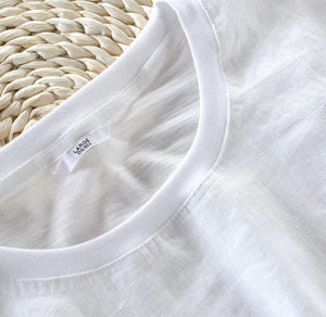 Embroidered Feather Linen T-Shirt (2 colors)-baagr.myshopify.com-T-shirt-BOJONI