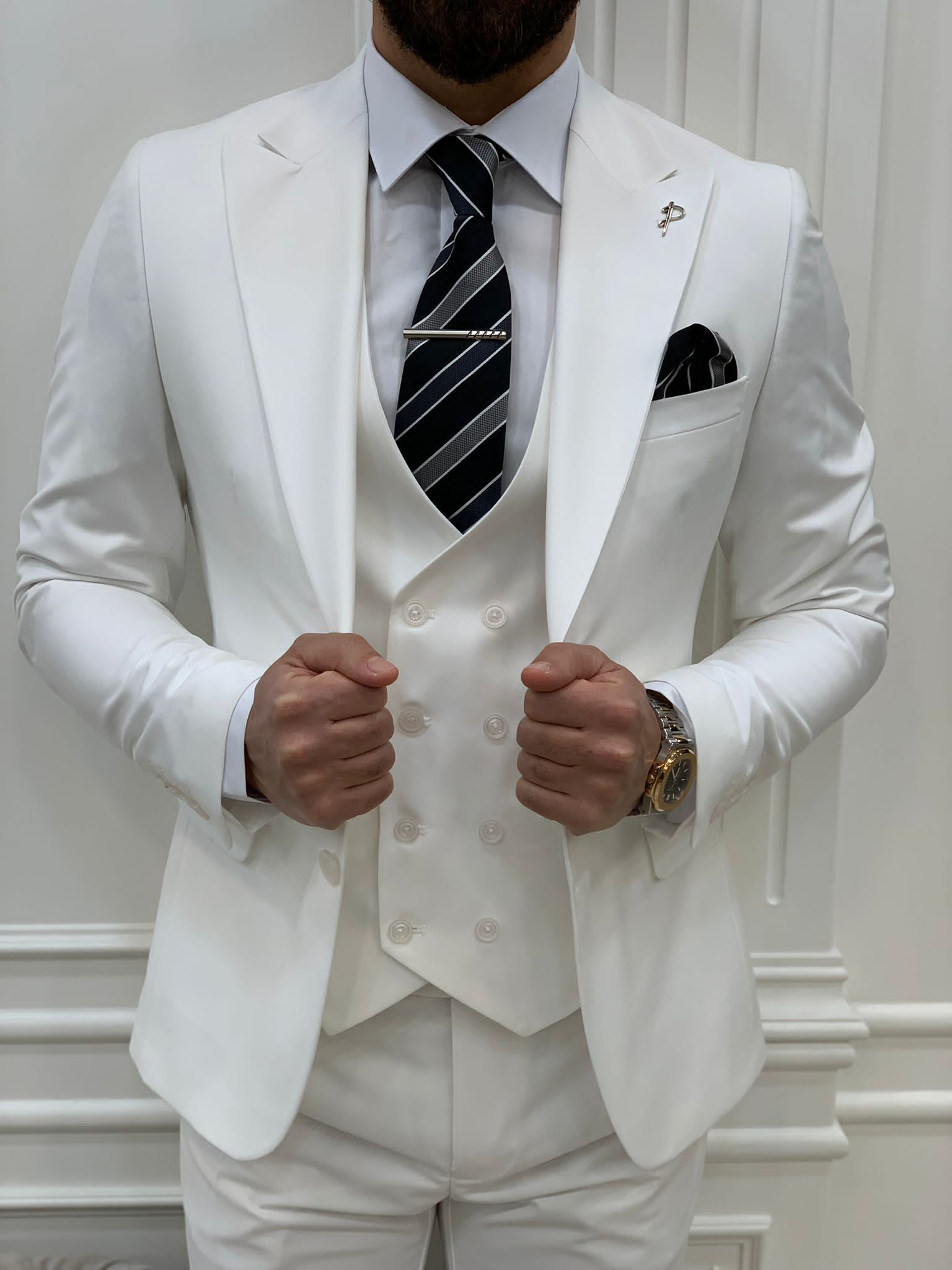 Bojoni Monte White  Slim Fit Suit