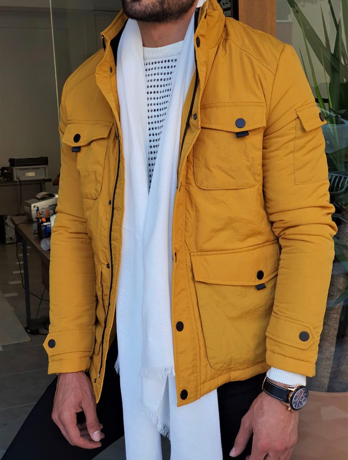 Forenzax Yellow Slim Fit Coat-baagr.myshopify.com-Jacket-BOJONI