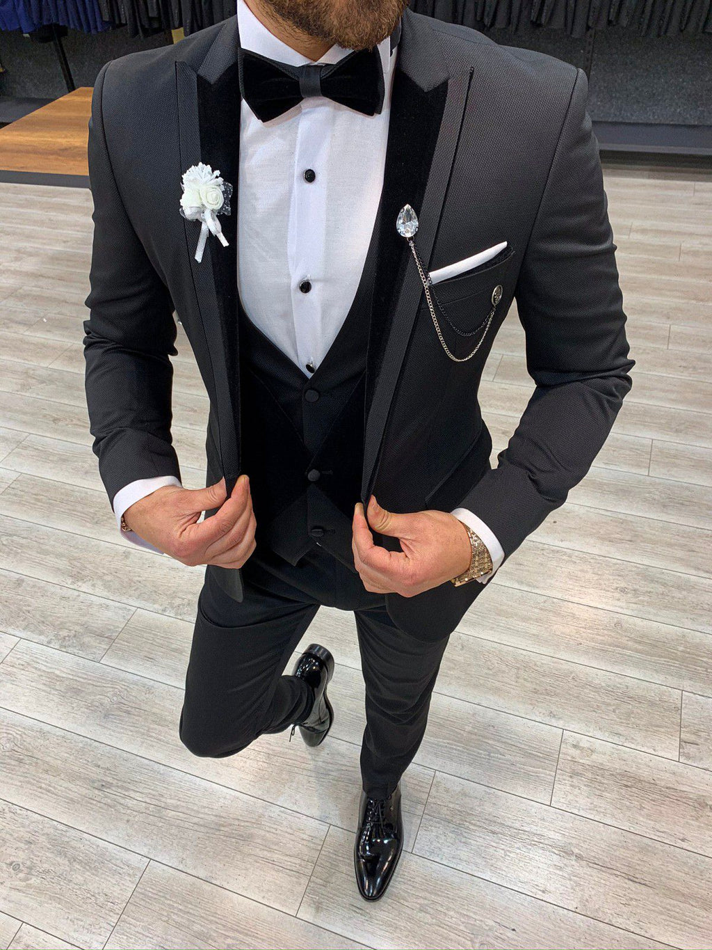 Ventura Black Velvet Slim Fit  Tuxedo-baagr.myshopify.com-1-BOJONI