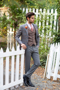 Sapon Slim-Fit Plaid Suit Vest Gray-baagr.myshopify.com-suit-BOJONI